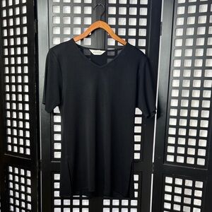 🖤Misook Black V-Neck Blouse Lightweight Stretch Top Women Small Work / Travel